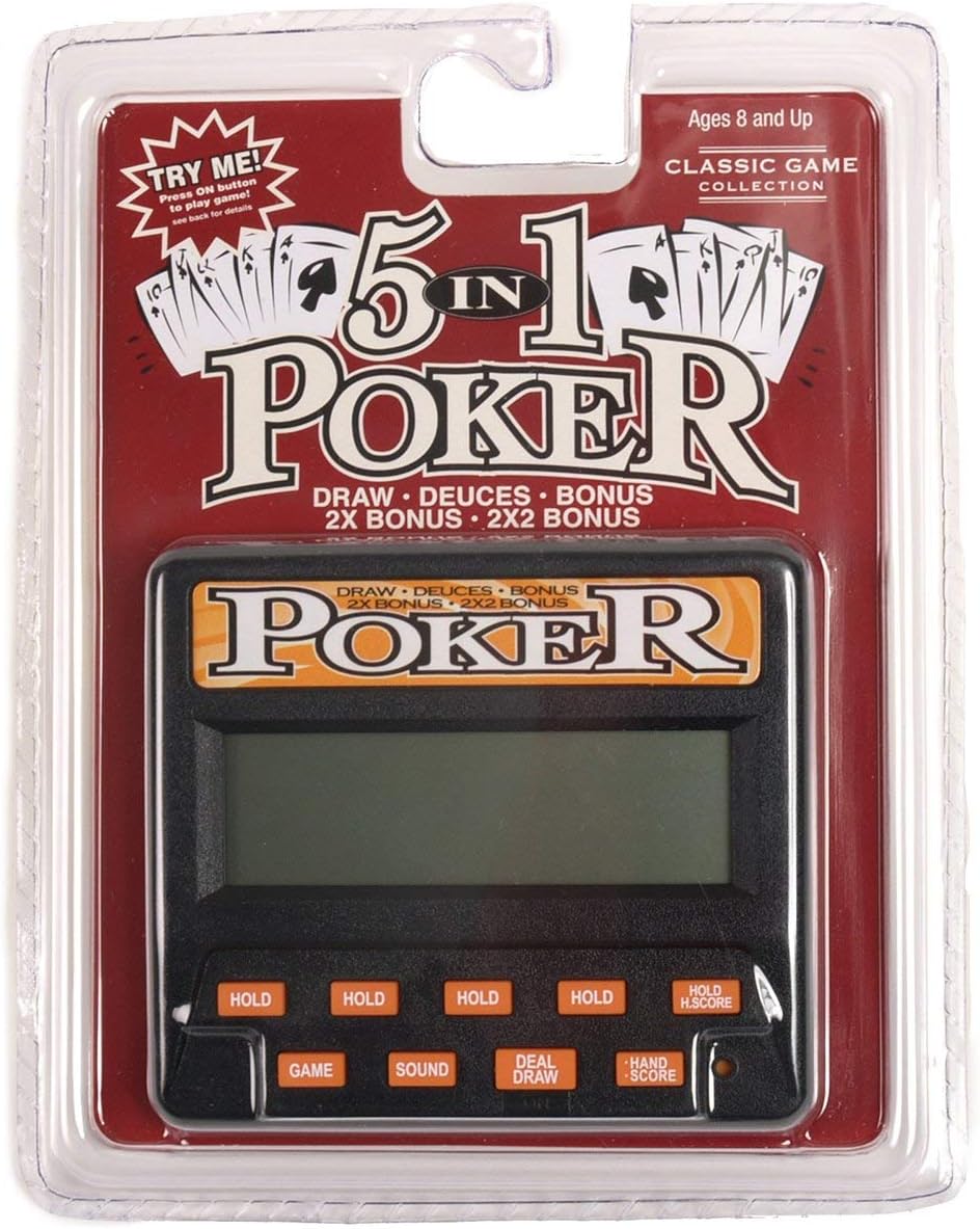 5-in-1 LCD Electronic Handheld Poker Game, Ages 8+ – Fun for Kids & Family - image 2