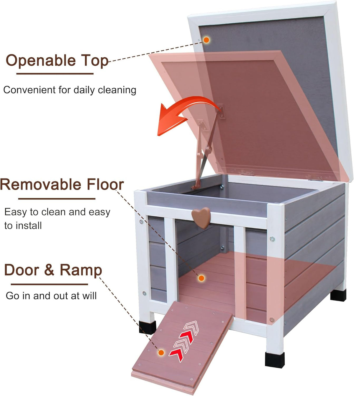 Cat House for Outdoor Cats - Grey(with Mat) - image 3