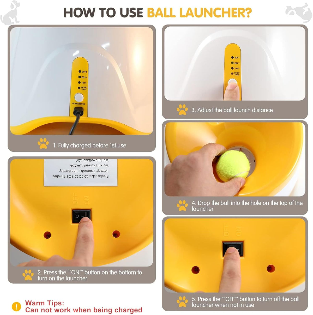 MEKAPLE Automatic Dog Ball Launcher - Launcher - Orange - image 3