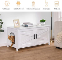 31.5" L Cat Litter Box Enclosure with Barn Door - 39.4"L / White - image 4