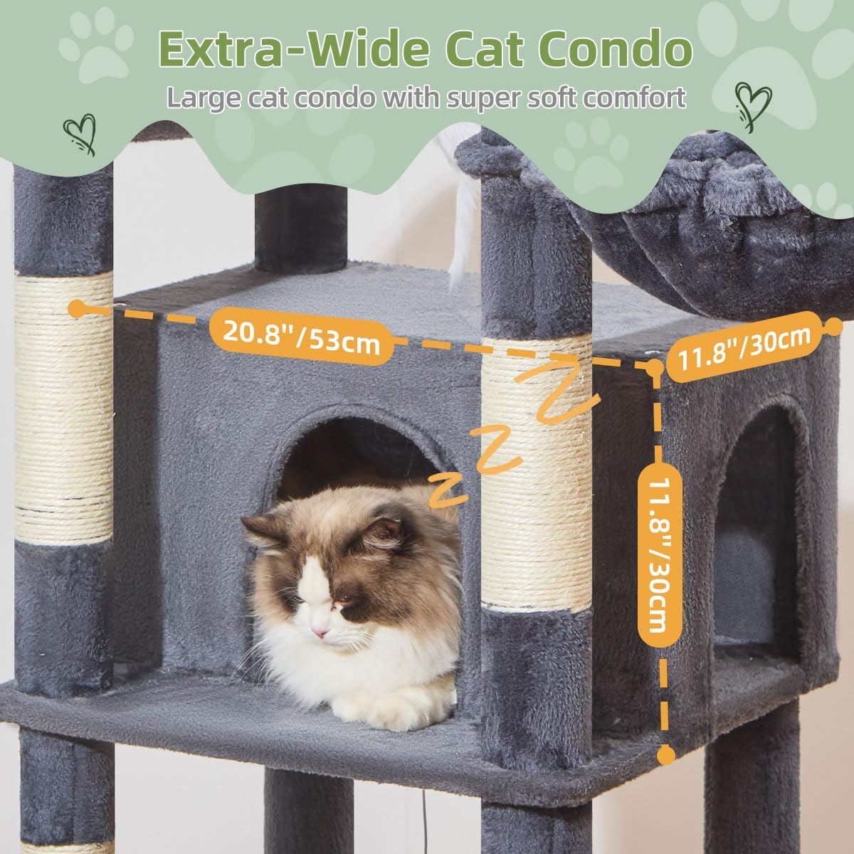 Taoqimiao Heavy-Duty Cat Tree - Smoky Gray - image 4