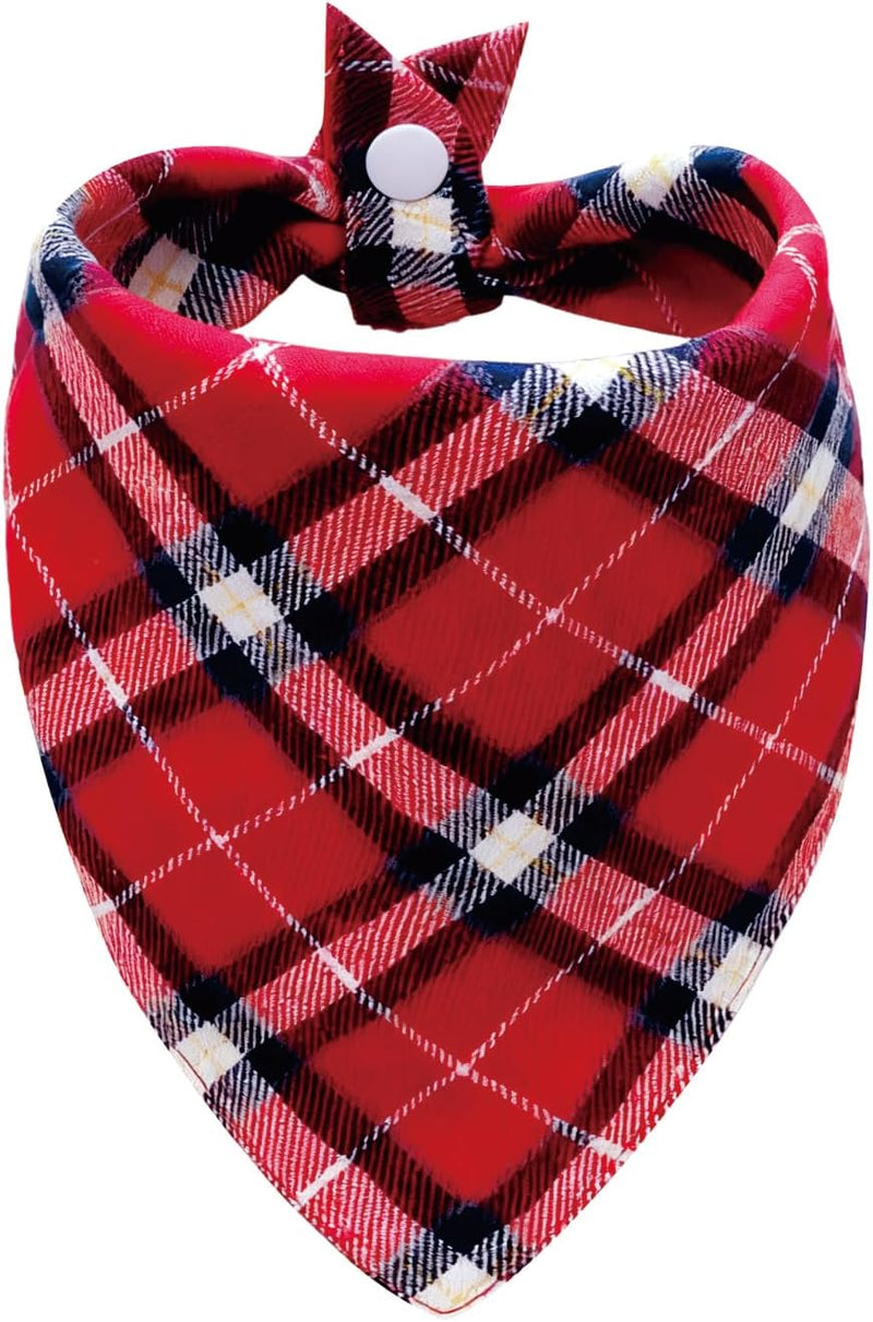 Adjustable Button Christmas Dog Bandana, Red Green White - Medium / red&blue