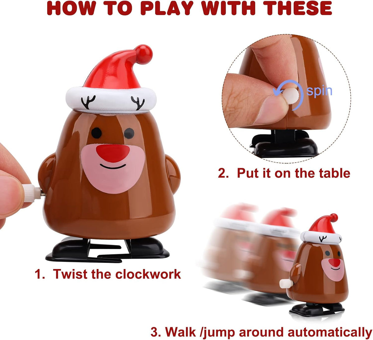 EEOCWF Christmas wind up toys for kids, 15 clockwork Santa, snowman and penguin figures - view 7
