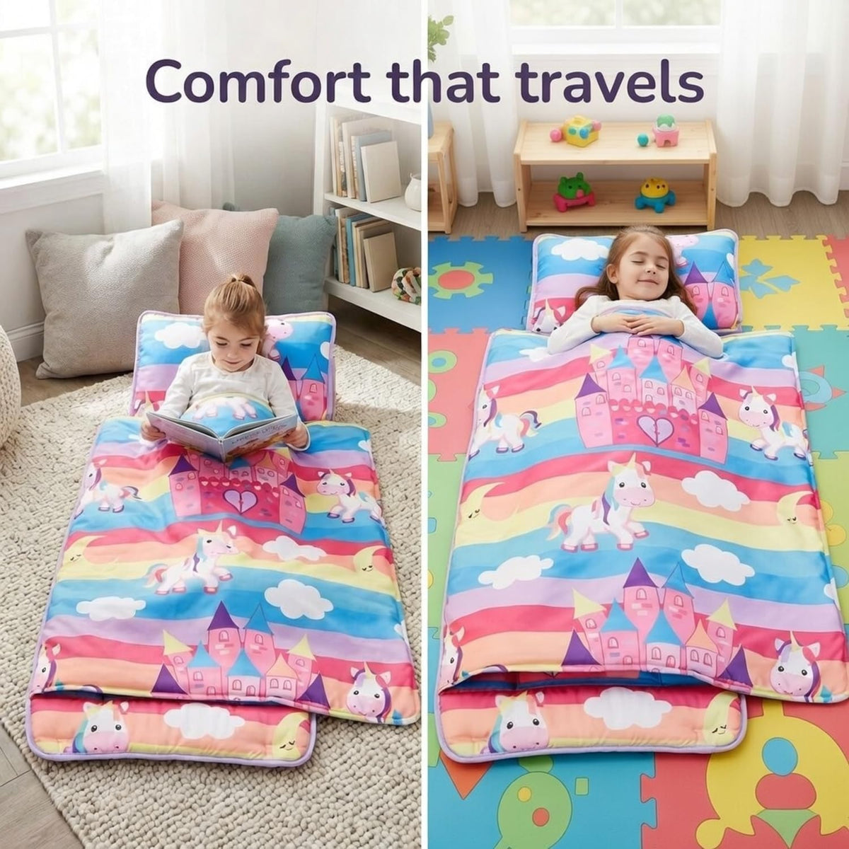 EVERYDAY KIDS Born to Dance Ballerina toddler nap mat with removable pillow and attached blanket - view 39