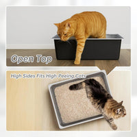 Ohtomber High Sided Stainless Steel Cat Litter Box – Daily Care for Cats - 17.5"L × 13.6"W × 6"H - image 3