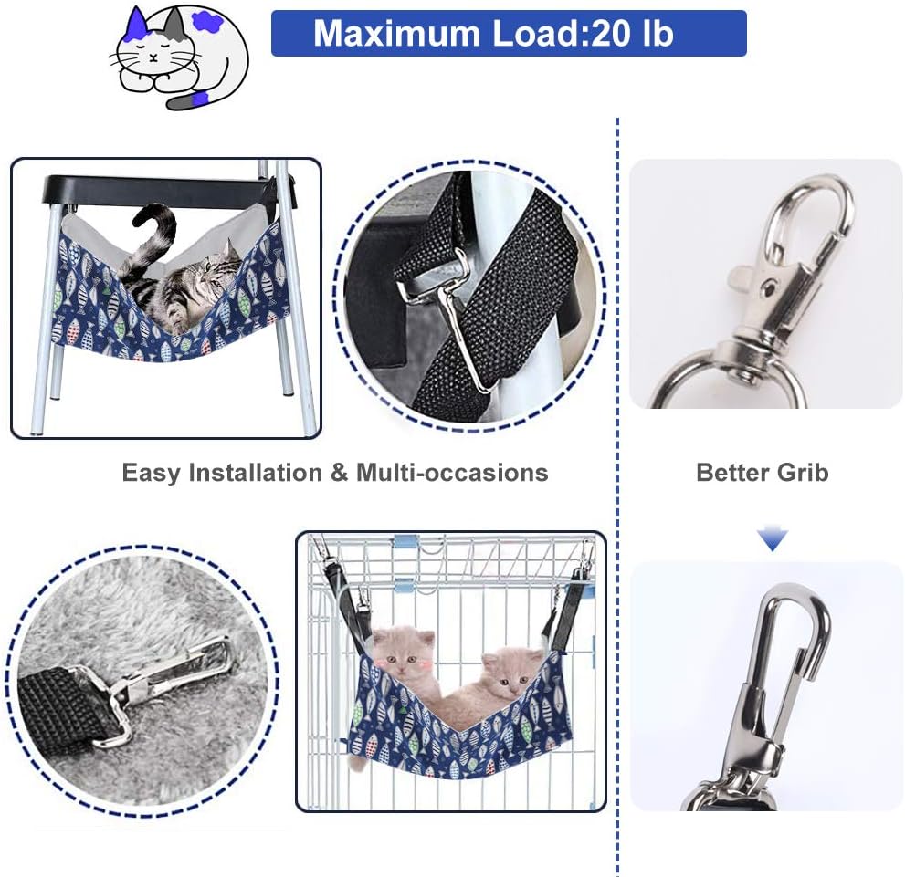 Cat Hammock Bed for Cage, 22x18 inch Adjustable Hanging Cat Hammock – Essentials for Cats - image 3