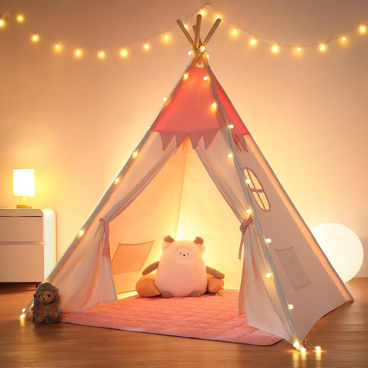besrey Teepee Tent for Kids - Pink / 47.2 inches x 47.2 inches x 61 inches