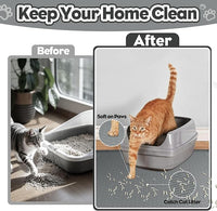 Cat Litter Mat, Extra Large 40" x 28" Silicone Mat Litter Trapping Mat for Scatter Control, Soft on Kitty Paws, Easy to Clean (Dark Gray)