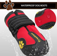 Set of 4 red anti-slip dog shoes with rubber soles and adjustable straps - view 4