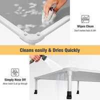 Veehoo Chew Proof Elevated Dog Bed - Cooling Raised Pet Cot - Silver Aluminum Frame and Durable Textilene Mesh Fabric, Unique Designed No-Slip Feet for Indoor or Outdoor Use, Grey, Large, CWC2003