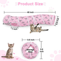 Glittme Cat Tunnel, Cat Tunnels for Indoor Cats - Simple Pink Bows - image 3