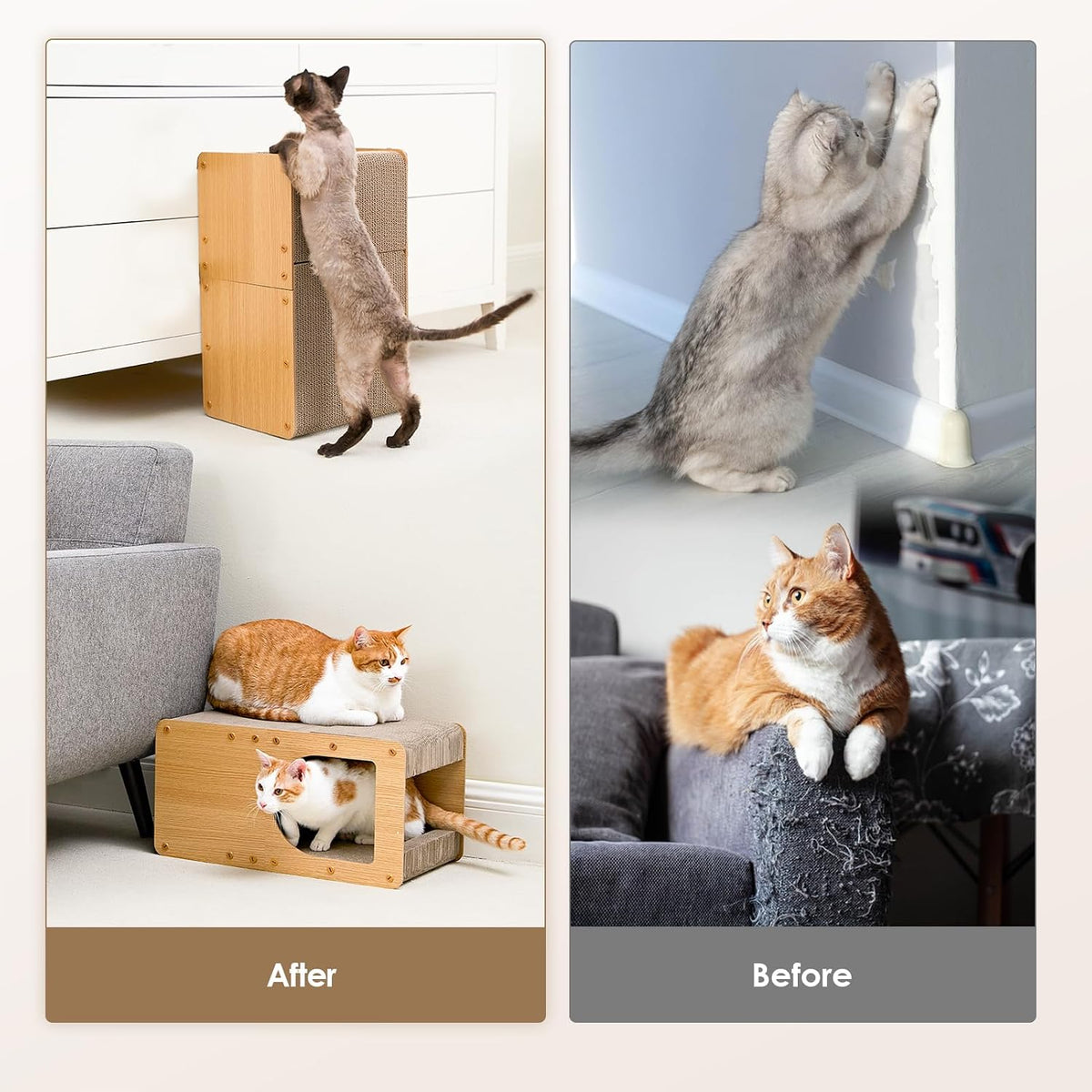 EHEYCIGA Cardboard Cat Scratcher House - 20x11.5x10.5inch / Brown - image 2