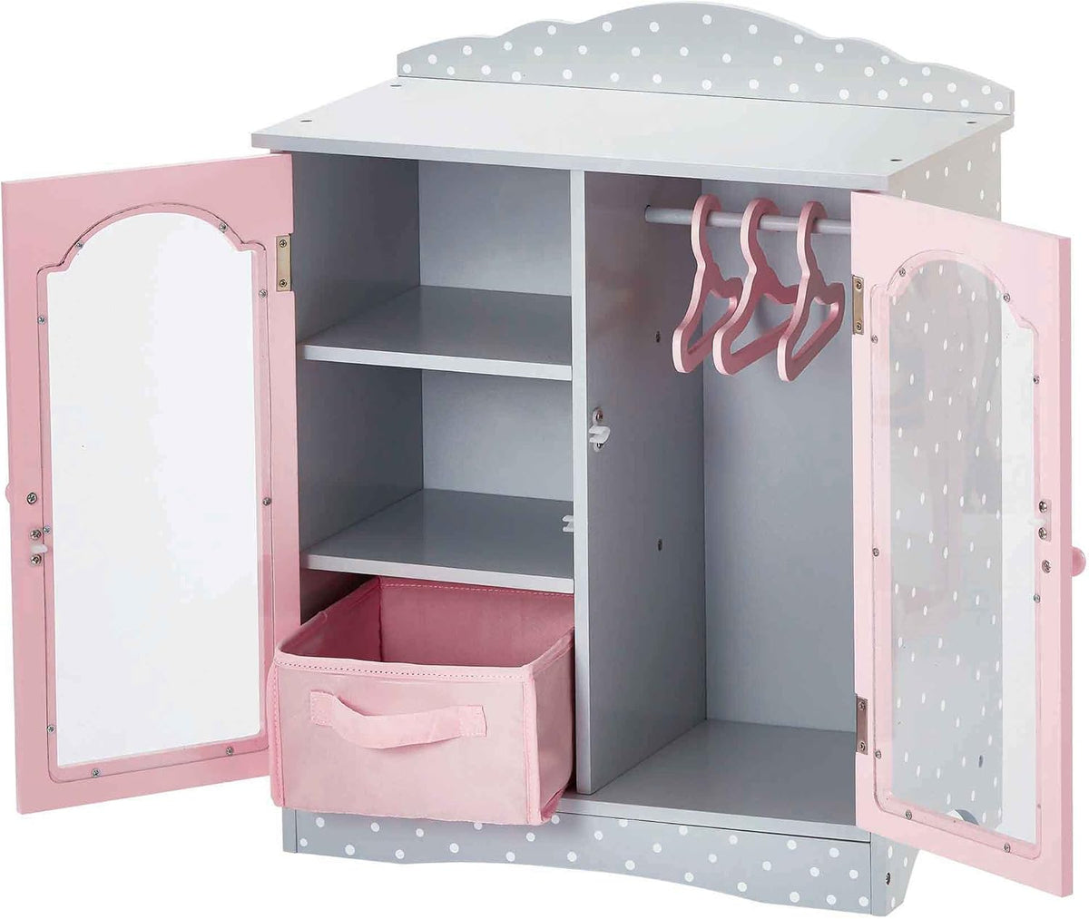 Olivia's Little World Twinkle Stars purple 18 inch doll closet with hangers, shelves and canvas bin - view 3
