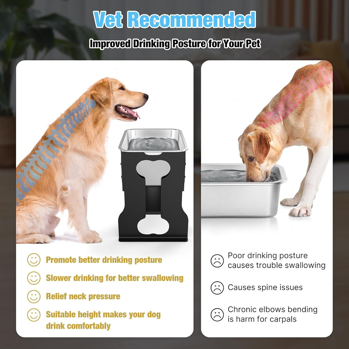 14" Elevated Dog Water Bowl - 14.2" Height - image 3