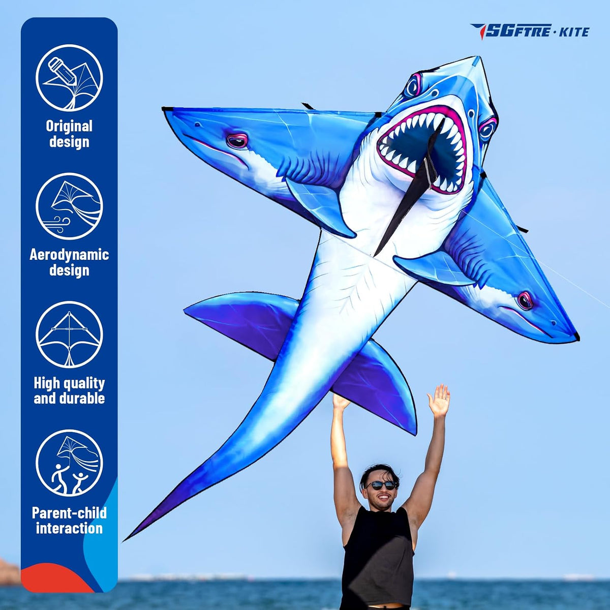 SGftre Delta Kite for Kids & Adults，Extremely Easy to Fly - Blue,Green - image 2