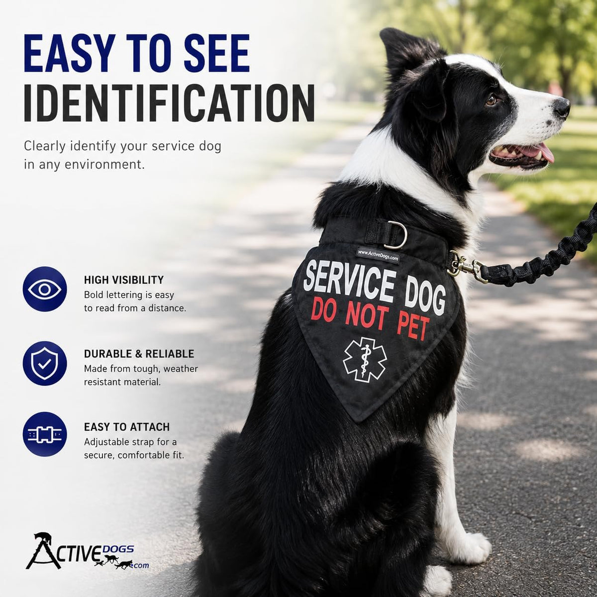 ActiveDogs Service Dog Bandana Collar, Do Not Pet - Med/Lg: 15" - 25" - image 2