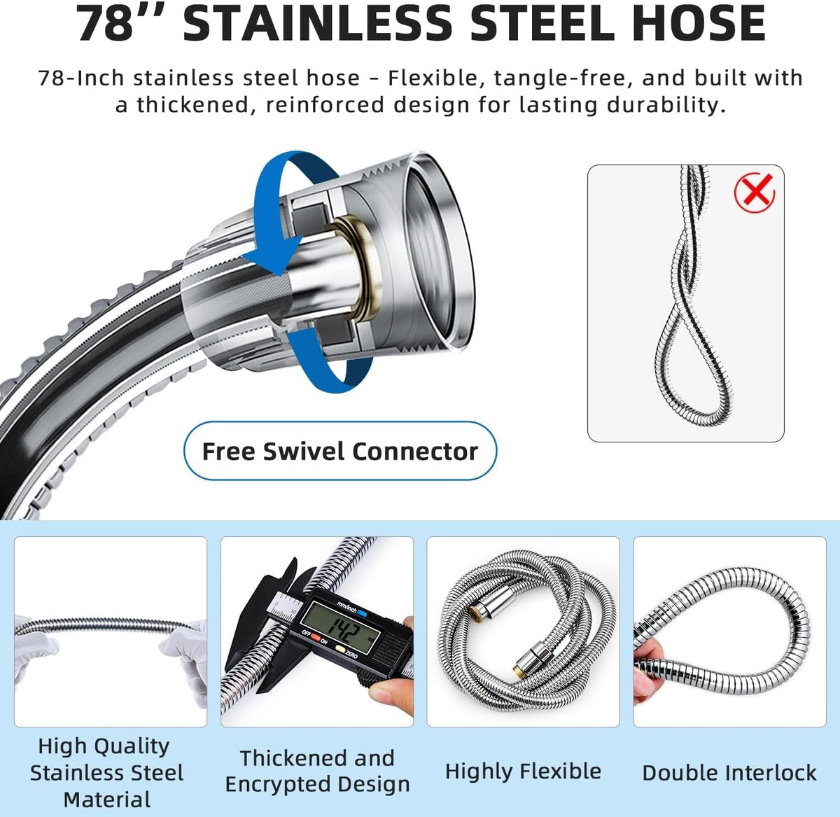 G-Promise 2 Mode Dog Shower Attachment with Extra Long Hose Adhesive - 78 Inch Hose / Chrome - image 3
