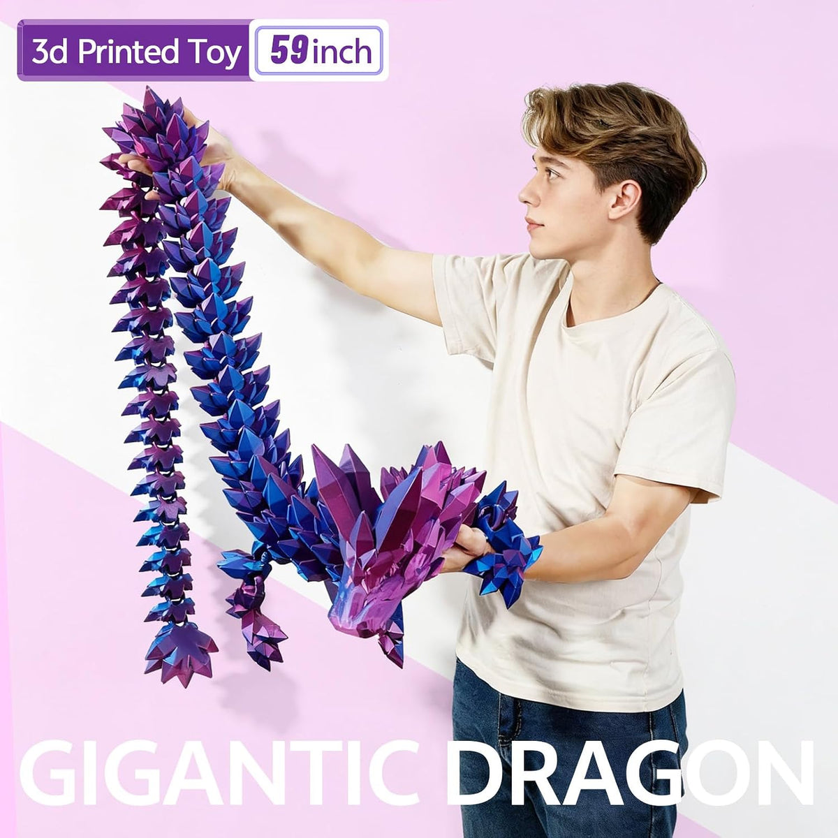 3D Printed Dragon 24 Inch - Red Blue / 47.5in - image 4