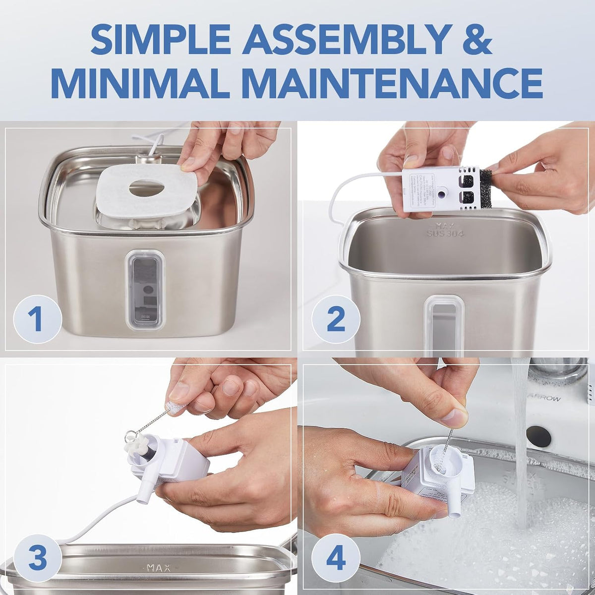 Veken Cat Water Fountain Filters, F1 Series - 8 Filters+8 Sponges (4 month supply) - image 3