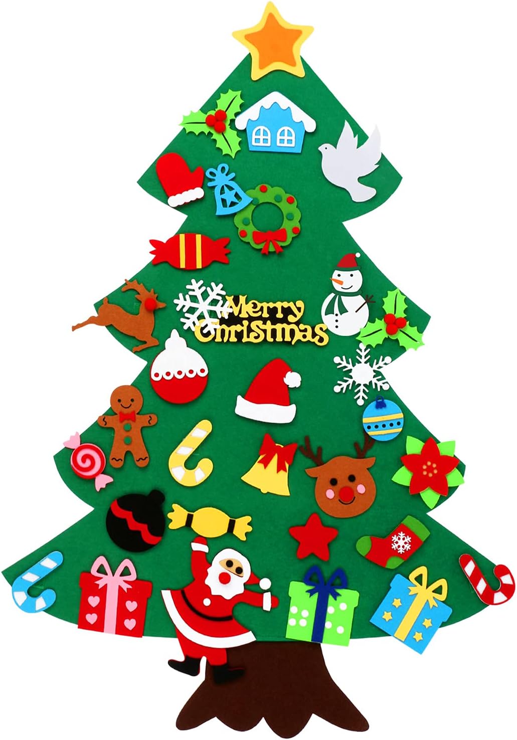 CASA CLAUSI Felt Christmas Tree for Kids DIY Decorations 2.6ft 22 Pcs – Fun for Kids & Family - 3*2 ft - image 4