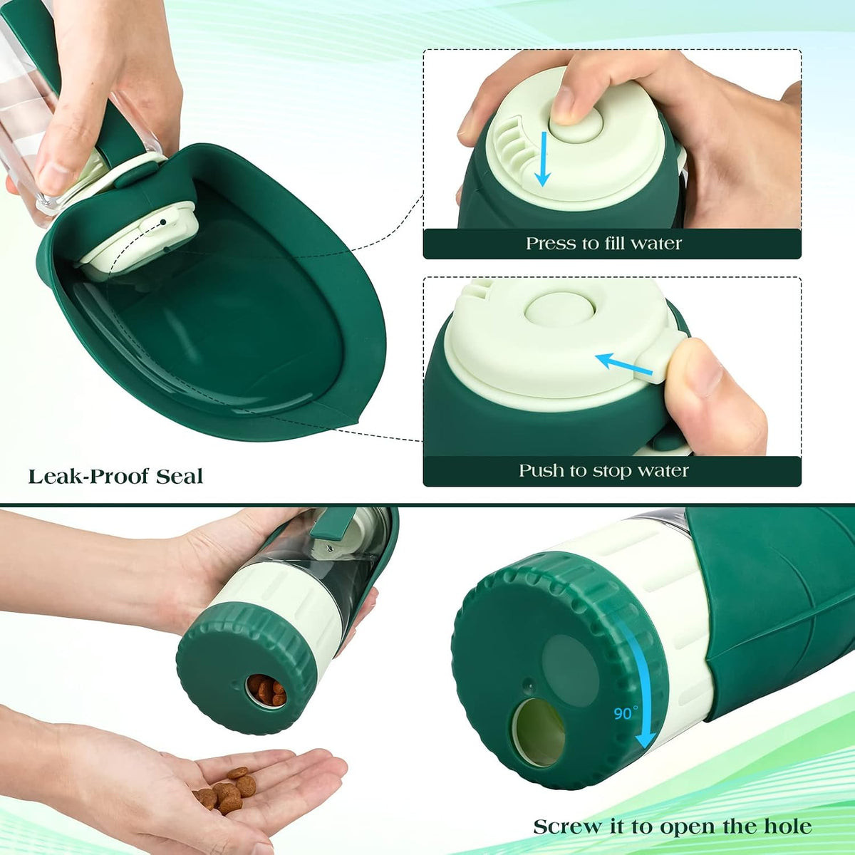 Upgraded Dog Water Bottle - 12oz/Green - image 4