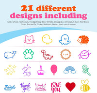 MeCids 21-piece wooden stamp set for kids with animal and party designs - view 3