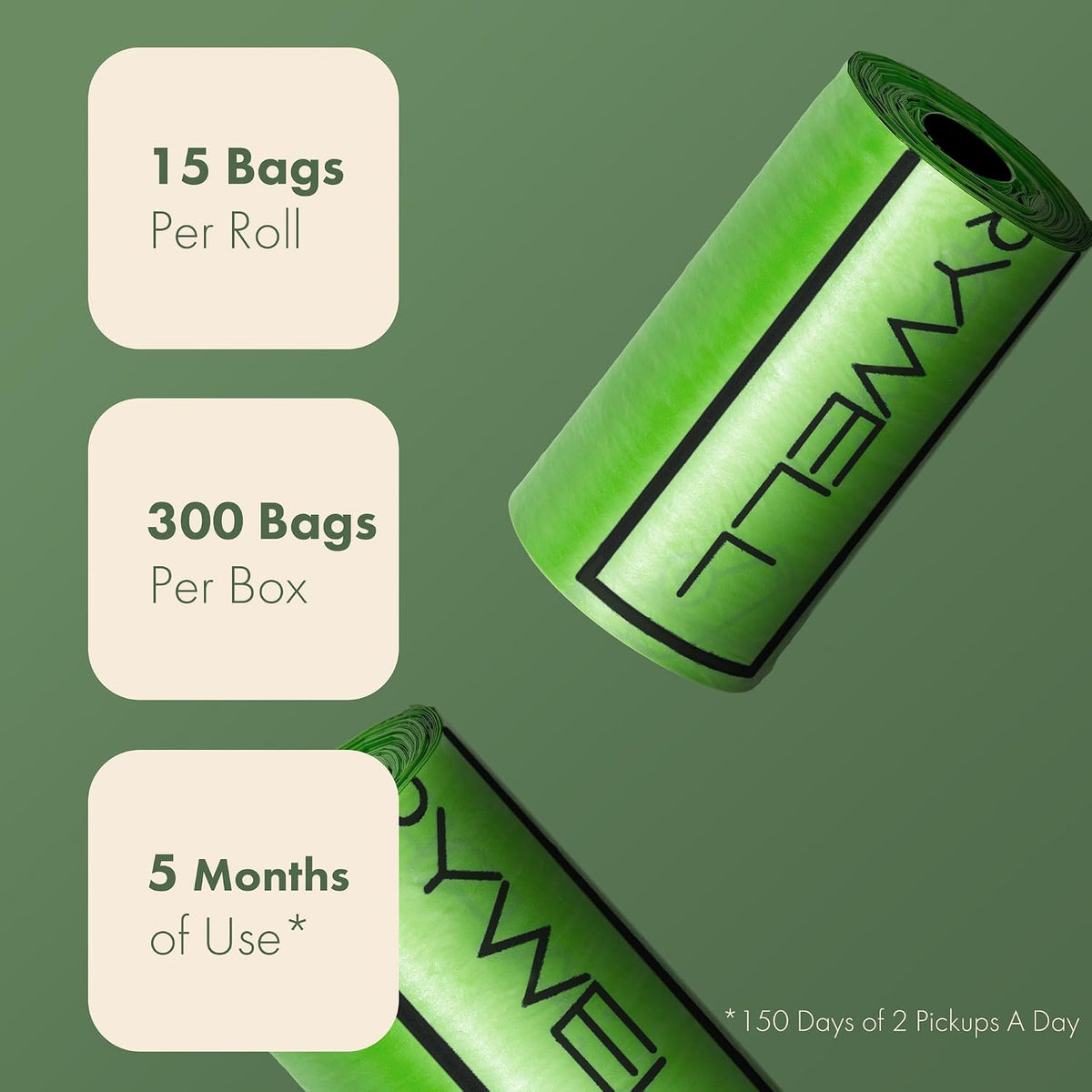 Dog Poop Bag Rolls 300 Count, Unscented - image 3