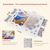 BuilderButler Lightweight 1500 Pieces Rotating Puzzle Board with 6 - Plastic-4 Drawers / Medium-1500pcs - image 2