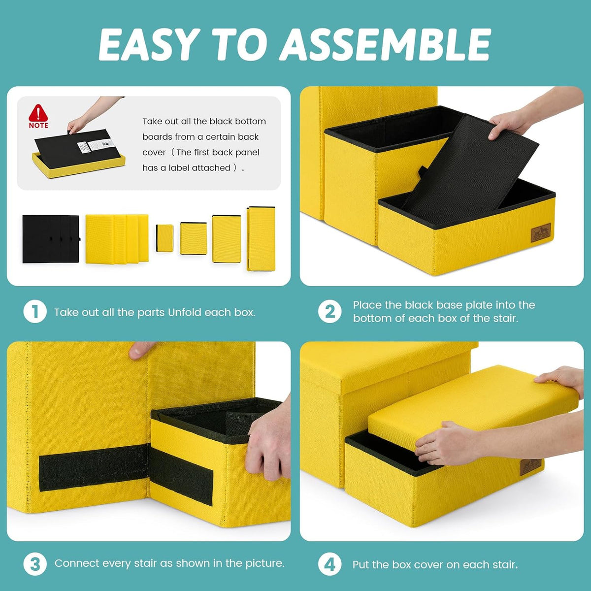COZY KISS Dog Stairs with Storage, 16.7" H Wider Dog Steps - Yellow / 4 / 38.1x17x22 inch - image 4