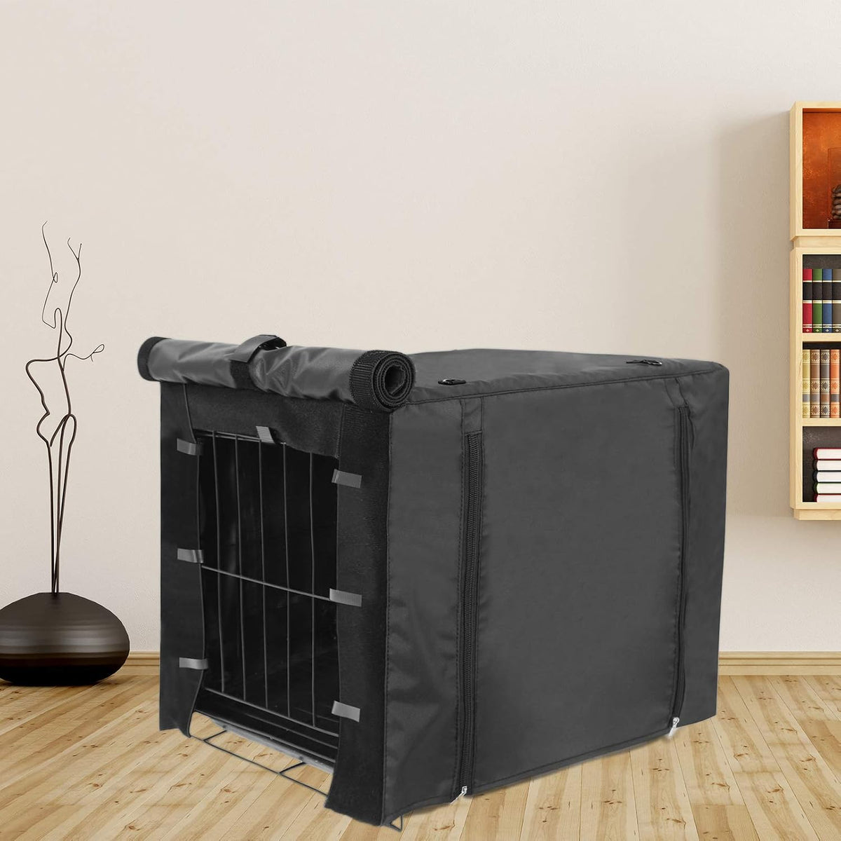 Dog Crate Cover, Double Door Breathable Crate Cover, Black - 42.0"L x 28.0"W x 30.0"H - image 4