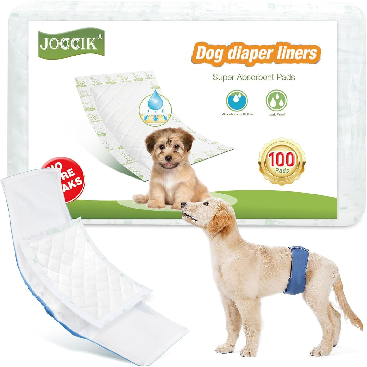 Dog Diaper Liners 100ct Super Soft and Absorbent Dog Diaper Booster - Regular / 100.0