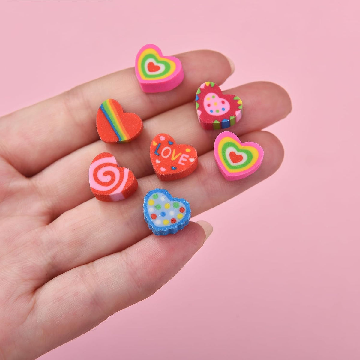 300PCS Mini Cute Animals and Fruits Pencil Erasers for Kids Bulk – Fun for Kids & Family - small / Heart-shaped - image 3