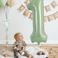 TONIFUL 40 Inch Red Number 3 Balloons Large Foil 3rd Birthday - Sage Green / Number 1 - image 4