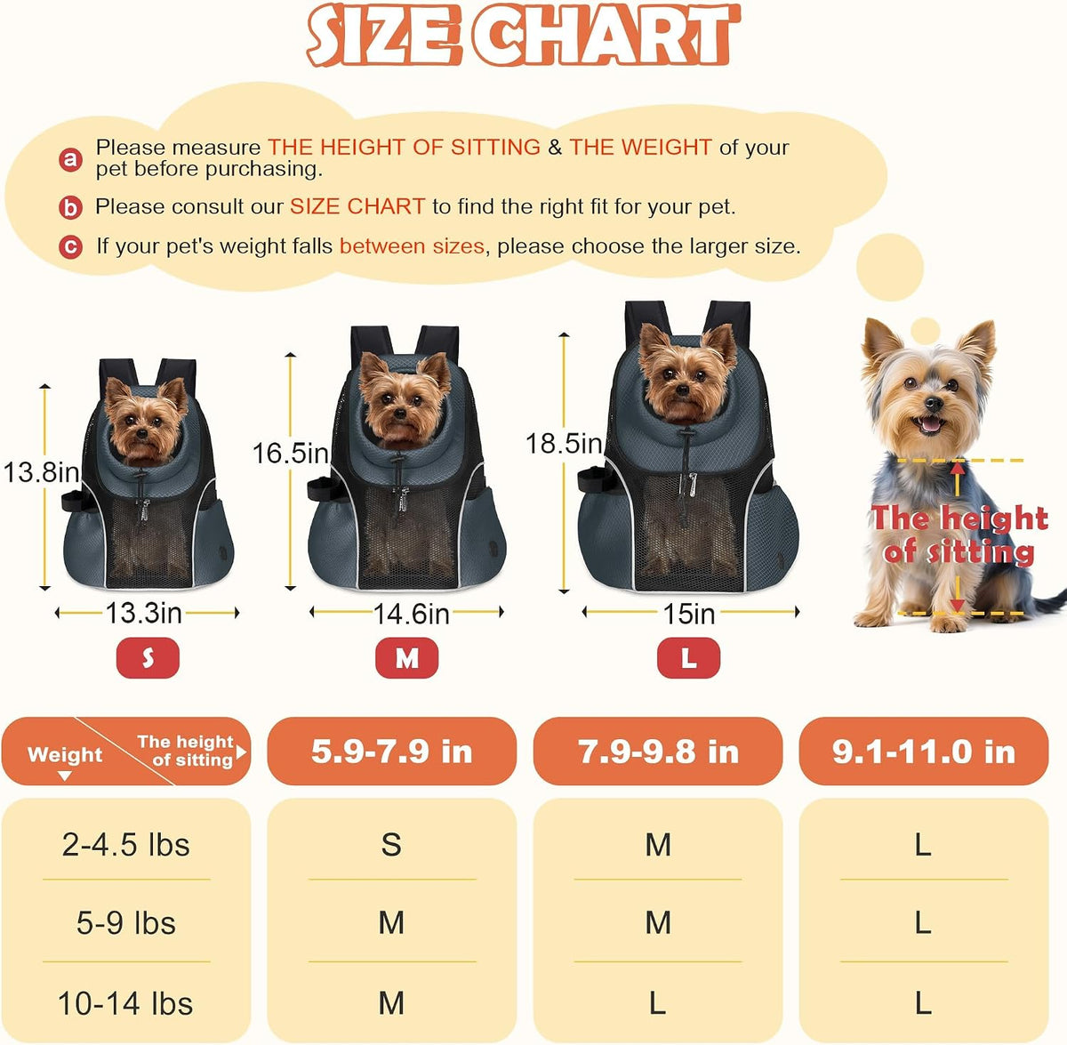 WOYYHO Pet Dog Carrier Backpack - Dark Gray / Large(10-14lbs) - image 4