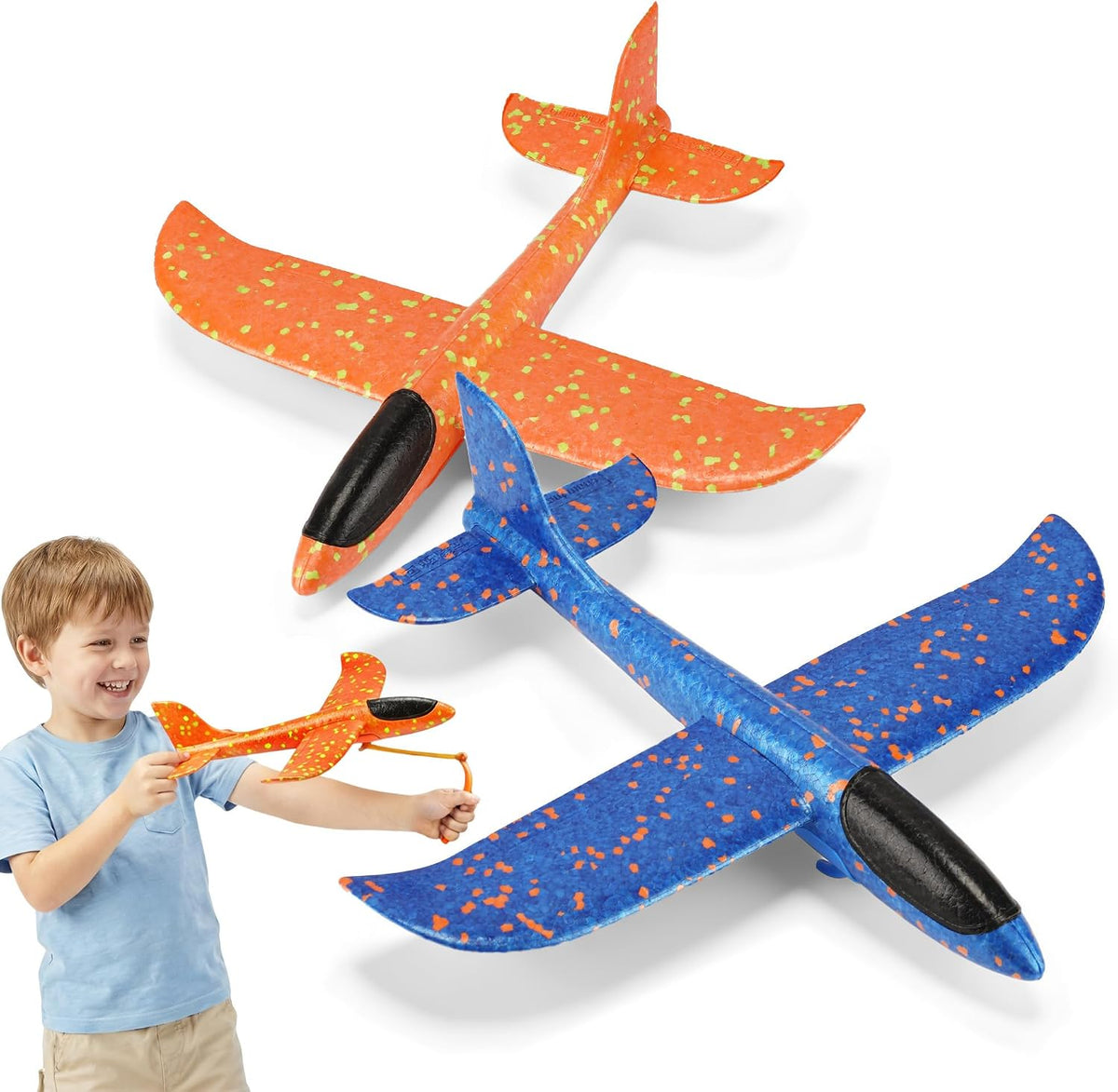 VCOSTORE 2 Pack Foam Airplanes for Kids - 2 Airplanes(catapult )
