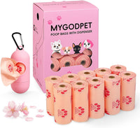 Dog Poop Bags Rolls with Dispenser 150 Count Biodegradable Bags - 1 Count (Pack of 150) / A-Pink(Cherry Blossom)-1 Dispenser+150 Bags