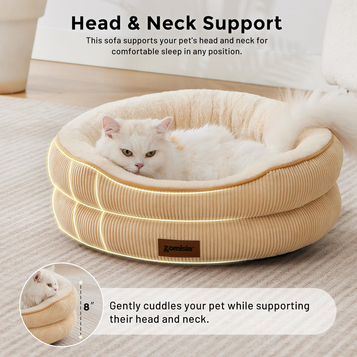 ZOMISlA Heated Cat Bed for Indoor Cats - 21 x 21 x 8 in / Grey - image 4