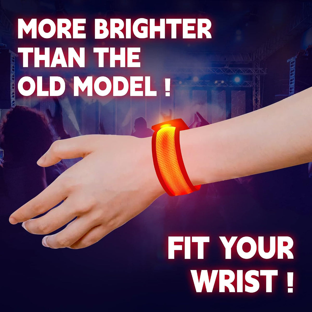 KIRALUMI 8 Pack LED Light Up Bracelets, 3 Modes - Red - 8 PCS - image 2