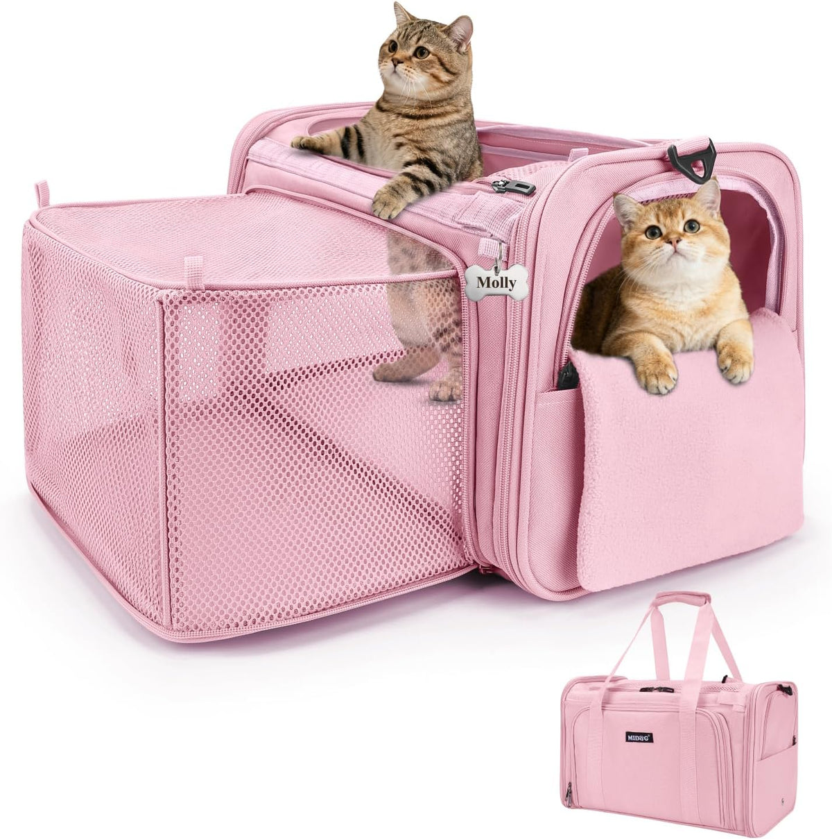 MIDOG Soft Cat Carrier Airline Approved - Coral / 17.0"L x 11.0"W x 11.0"H