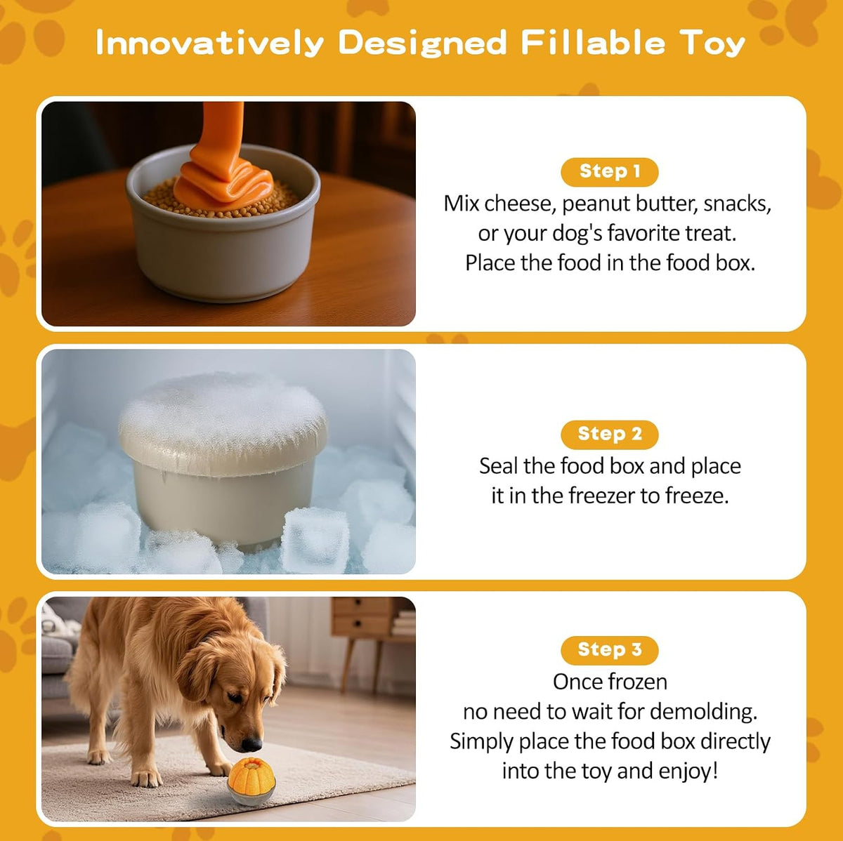 Durable Dog Puzzle Toy for Medium/Large Dogs – Essentials for Dogs - Yellow Brown / Pumpkin & Tree stump - image 3
