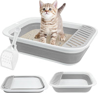 Fhiny Open Cat Litter Box - Grey-M / 1PCS