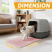 Pieviev Cat Litter Mat, Double-Layer Waterproof Litter Trap - Pink / 24x15 Inch - image 2