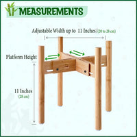 Dog Bowl Stand for Large Breed - 14-inch High, Adjustable Sideways to Fit Various Sizes of Pet Food/Water Bowls, Slow Feeders, and Drink Fountains - Bamboo