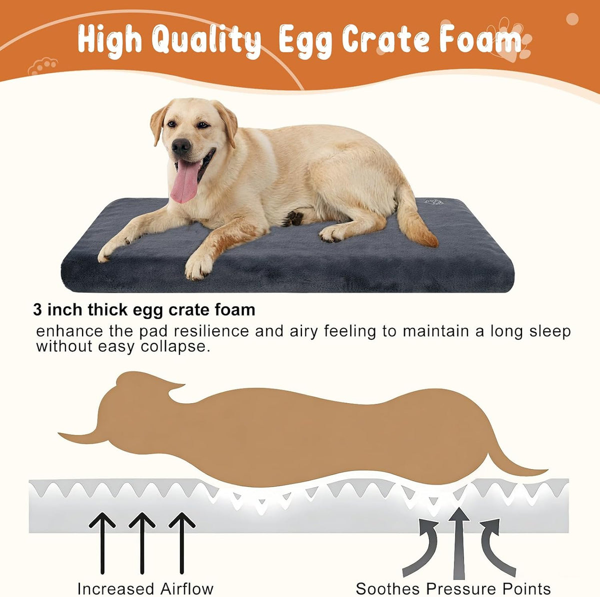 EMPSIGN Dog Bed Mat Crate Pad Mattress, Ultra Soft Pet Kennel - Grey / XL(41"*28"*3") - image 2