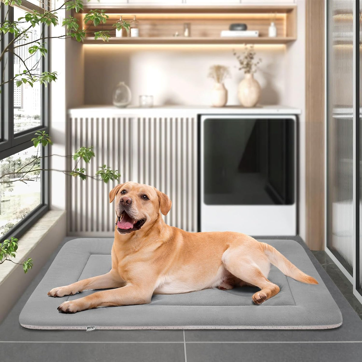 Large Dog Bed Soft Dog Crate Pad Mat 42 in Non-Slip Bottom Washable - 36.0"L x 23.0"W x 1.2"Th / Clay Gray - image 4