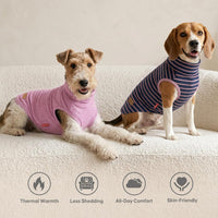 KYEESE 2Pack Dog Sweater for Small Dogs Soft Pet Coats Fleece - 1# Stripe+Purple / Medium (7-11lbs) - image 2