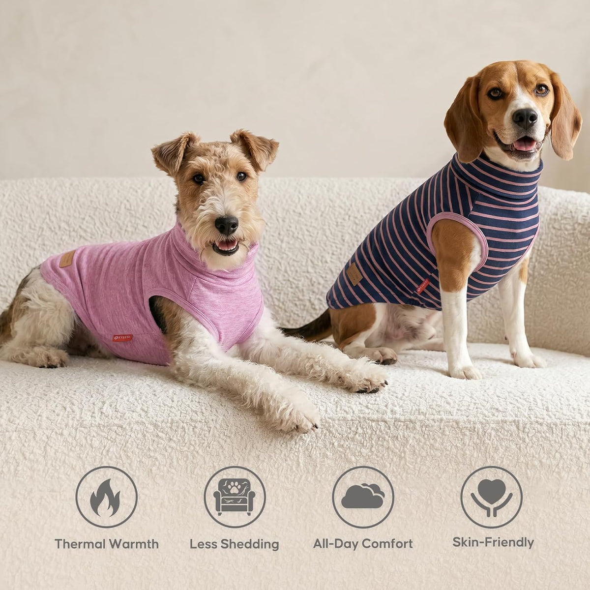 KYEESE 2Pack Dog Sweater for Small Dogs Soft Pet Coats Fleece - 1# Stripe+Purple / Medium (7-11lbs) - image 2