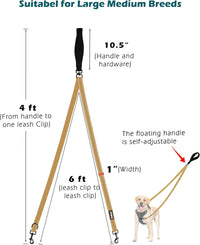 Two Point Control Dog Leash, No Tangle Training Walking Leashes – Essentials for Dogs - Khaki - image 4