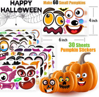 60 Packs Halloween Stickers Pumpkin Decorating Kit - 60pcs Pumpkin Sticker - image 2