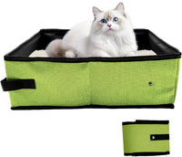 Foldable Travel Litter Box for Cats - Green
